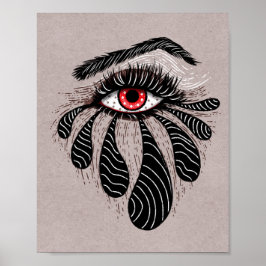 Red Öga Black Tårar Gothic Poster
