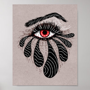 Red Öga Black Tårar Gothic Poster