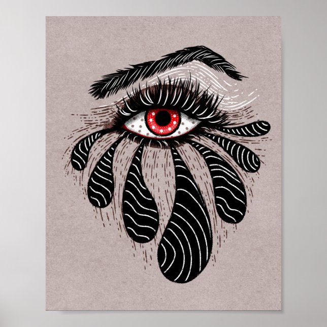 Red Öga Black Tårar Gothic Poster (Framsidan)