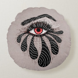 Red Öga Black Tårar Gothic Rund Kudde