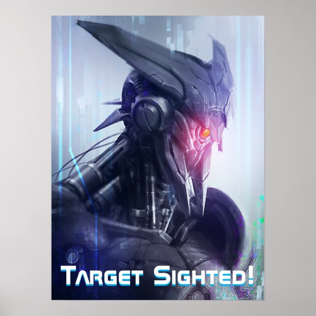 Red-Öga: Menacing Sci-Fi Dystopian Assasin Droid Poster (Framsidan)