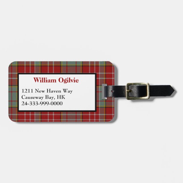 Red Ogilvie Tartan Play Luggage Tag Bagagebricka (Horisontell Framsida)