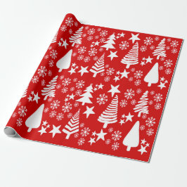 Red Oh Julgran inslagning papper Presentpapper