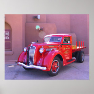 Red Oldtimer Lastbil Poster