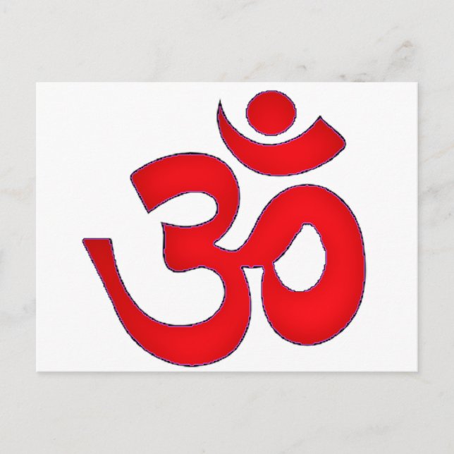 Red OM, AUM, SANSKRIT, MANTRA, TANTRA, YOGA Vykort (Framsida)