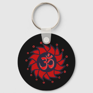 Red Om-tecken - Yoga Keychain Nyckelring