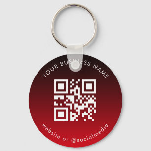 Red Ombre Add Anpassningsbar Business Qr Code Scan Nyckelring