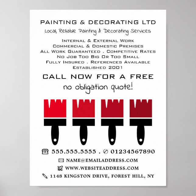 Red Ombre-penslar, Painter & Decorator-reklam Poster (Framsidan)