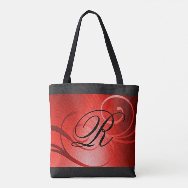 Red Ombre Swirl-design med Monogram Tygkasse (Baksida)