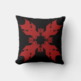 Red on Black Abstrakt Art 4 Petal Flower Design Kudde