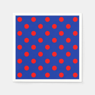 Red on Blue Polka dots Mönster Design Pappersservett