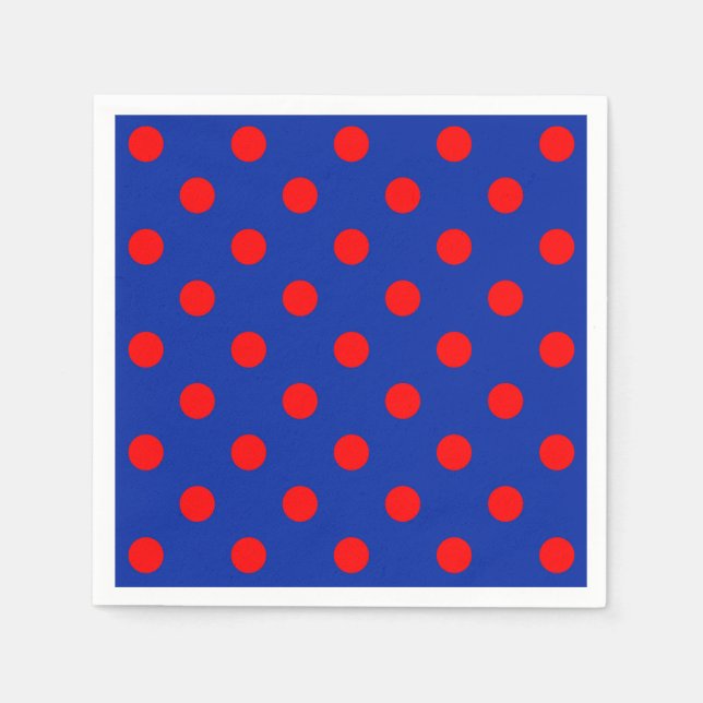 Red on Blue Polka dots Mönster Design Pappersservett (Framsidan)