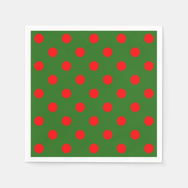 Red on Grönt Polka dots Mönster Design Pappersservett (Framsidan)