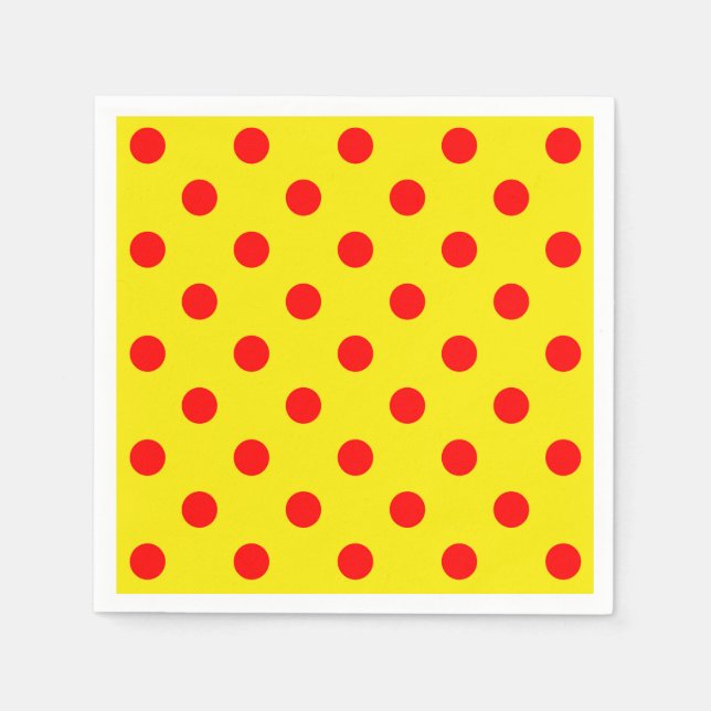 Red on Gult Polka dots Mönster Design Pappersservett (Framsidan)