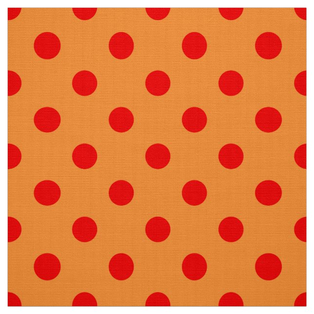 Red on Orange Polka dots Mönster Design Tyg (Provkarta)