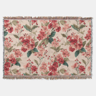 Red on Pink Hibiscus Floral Filt