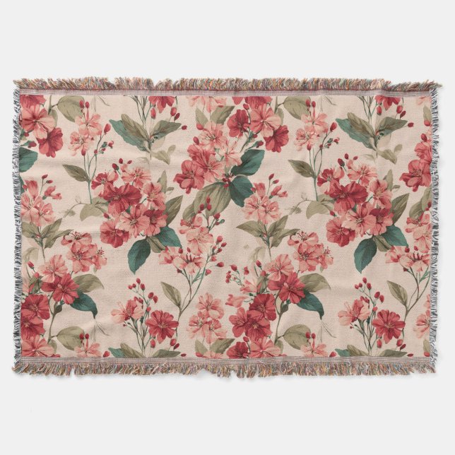 Red on Pink Hibiscus Floral  Filt (Framsidan)