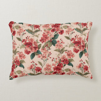 Red on Pink Hibiscus Floral Prydnadskudde