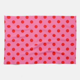 Red on Rosa Polka dots Mönster Design Kökshandduk