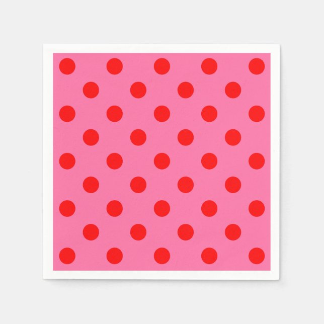 Red on Rosa Polka dots Mönster Design Pappersservett (Framsidan)