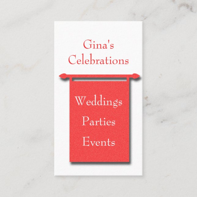 Red on White Banner Party Planner Affärskort Visitkort (Framsida)