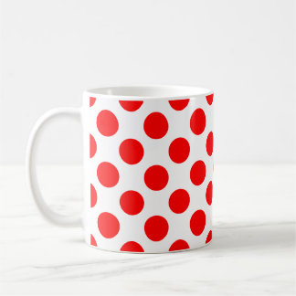 Red on White Large Storleka Polka dots Mönster Kaffemugg