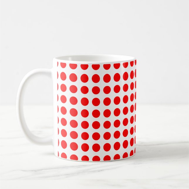 Red on White Medium Storlek Vågrät Polka dots Kaffemugg (Vänster)