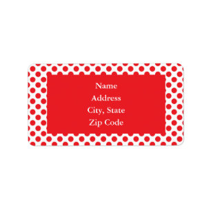Red on White Polka Dot Adressetikett
