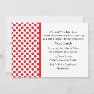 Red on White Polka Dot Inbjudningar