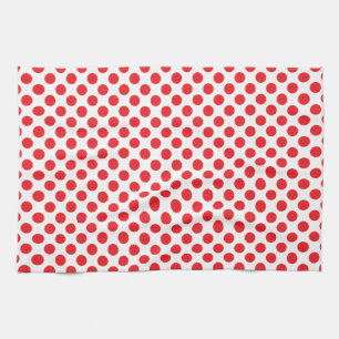 Red on White Polka Dot Kökshandduk
