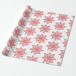 Red on White Sketchy Flowers Presentpapper