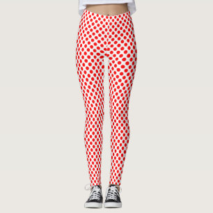 Red on White Small Storlek Polka dots Leggings