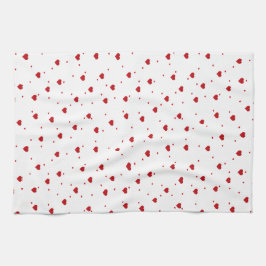 Red on White Valentiness Hearts Mönster Kökshandduk