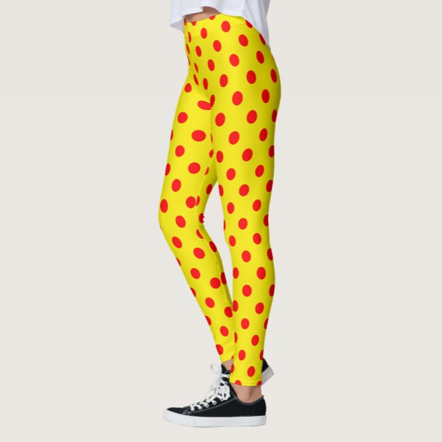 Red On Yellow Polka Dots Pattern Design  Leggings (Skapare uppladdad)
