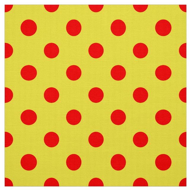 Red On Yellow Polka Dots Pattern Design  Tyg (Provkarta)