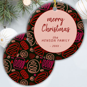 Red One Line Art Artistic God jul Family Julgransprydnad Keramik