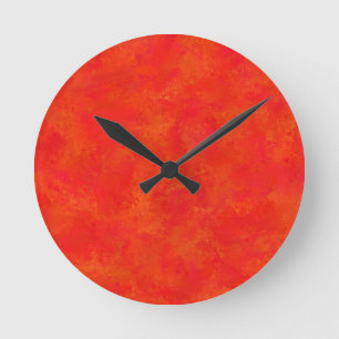 Red Orange Abstrakt Mönster Rund Klocka