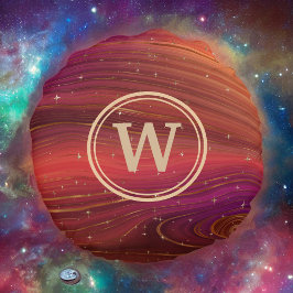 Red Orange and Lila Sparkly Swirls with Initial Rund Kudde