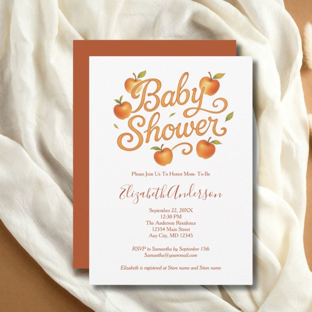 Red Orange Apples Flicka Pojke Baby Shower Inbjudningar (Red Orange Apples Gender Neutral Baby Girl Boy Baby Shower Invitation, Printed or Digital Download)