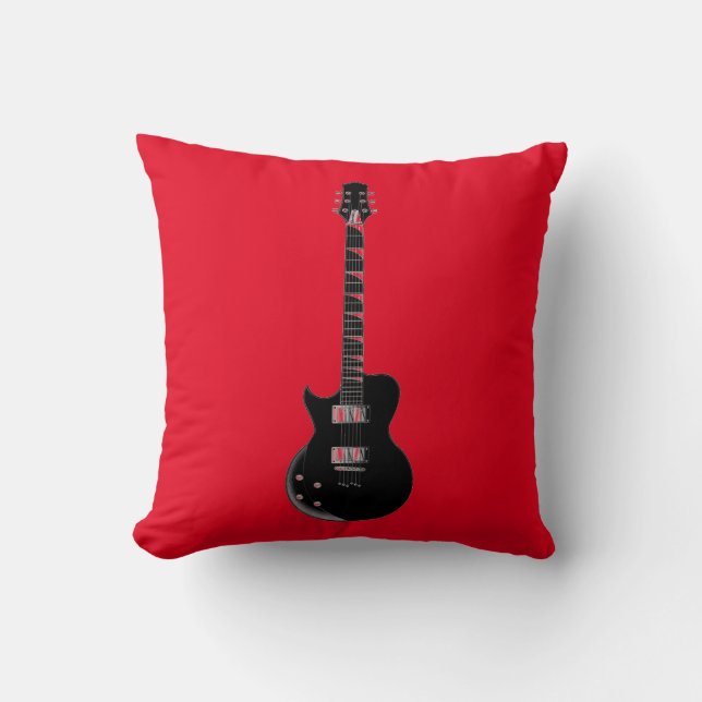 Red Orange Black Pop Art Electric Guitar Kudde (Framsida)