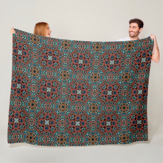 Red Orange Blue Aqua Turcos Hip Bohemian Art Fleecefilt