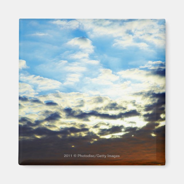 Red Orange Blue Sunset with Clouds Magnet (Framsidan)