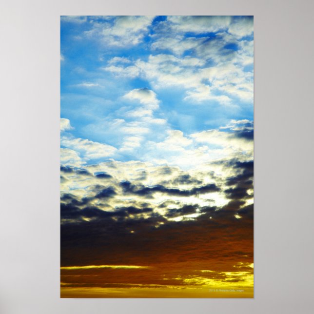 Red Orange Blue Sunset with Clouds Poster (Framsidan)
