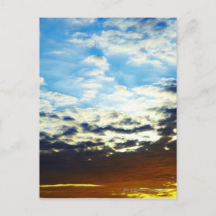 Red Orange Blue Sunset with Clouds Vykort