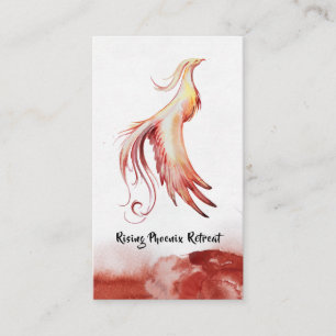 *~* Red Orange Burgundy Feathers Phoenix Flames Visitkort
