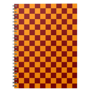 Red + Orange Check Checkerboard Mönster Anteckningsbok
