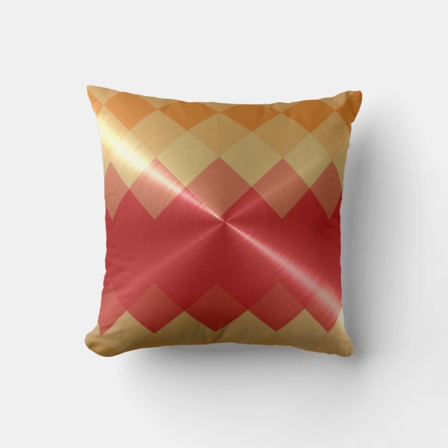 Red Orange Chevron Mönster Kudde (Framsida)