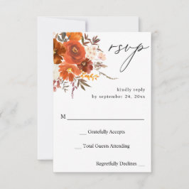 Red & Orange Fall Blommigt on Meal OSA Kort