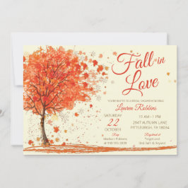 Red Orange Fall i Kärlek Fall Träd Möhippa Inbjudningar