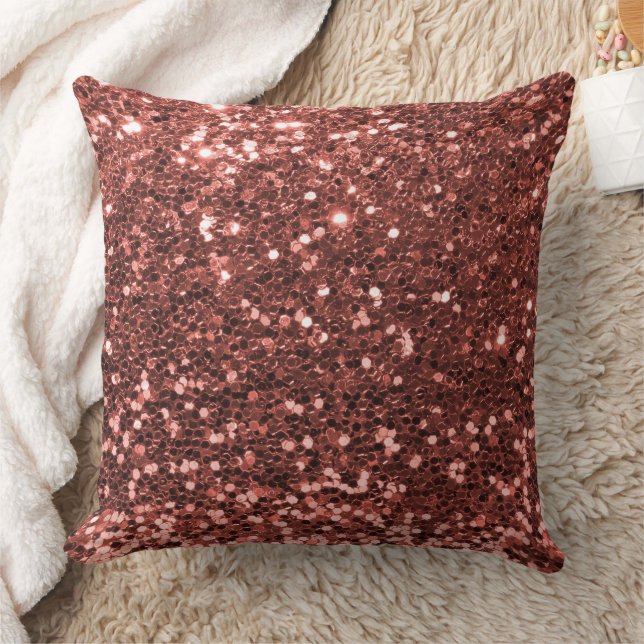 Red Orange Faux Sequin Glitter Dekorativ kudde (Filt)